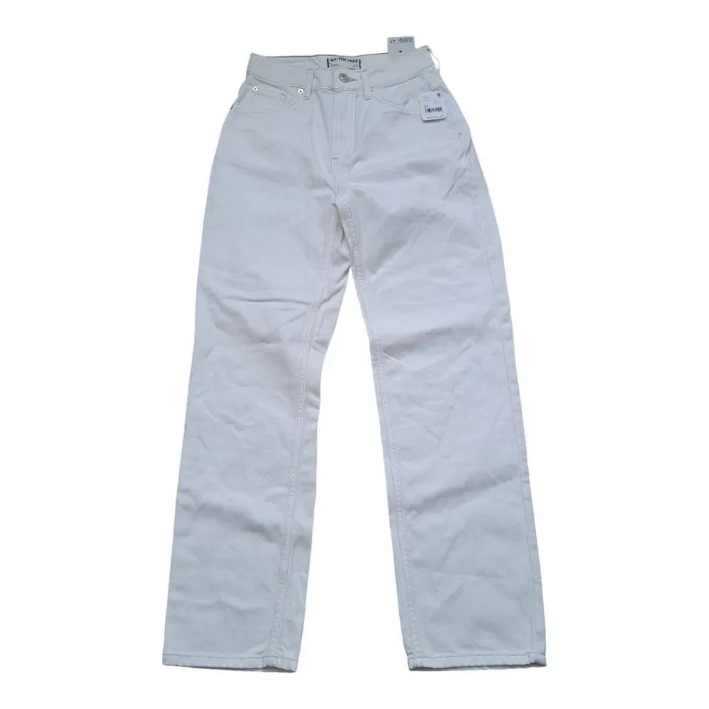 We The Free Ivory White The Pacifica High Rise Slim Straight Leg Denim Jeans 25